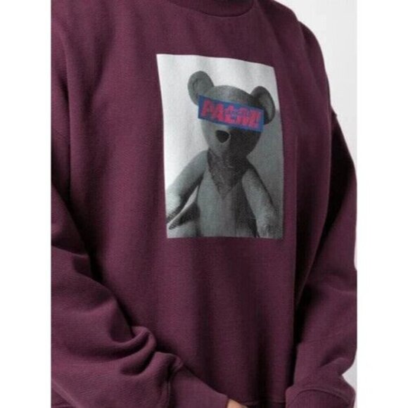 Palm Angels Teddy Bear Print Sweatshirt L Mens Plum - Picture 9 of 16